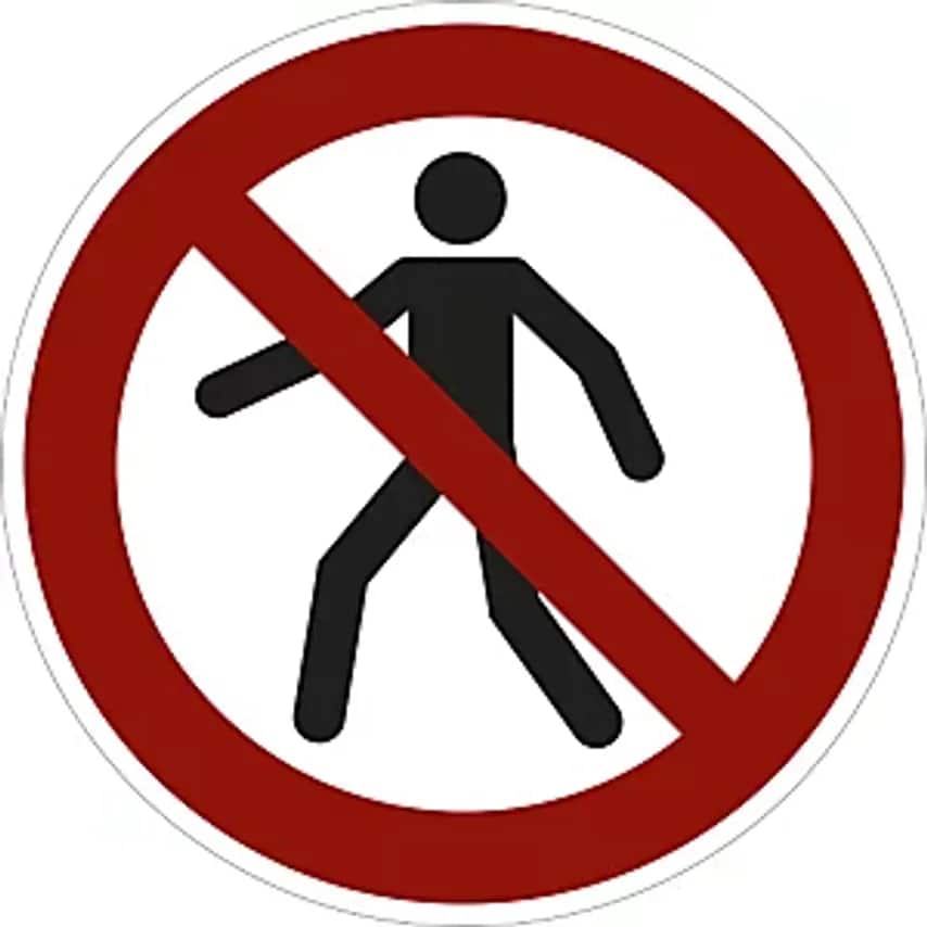 MARAHRENS Prohibition Sign, No Pedestrian Access, Pack Of 10, Plastic, 200mm