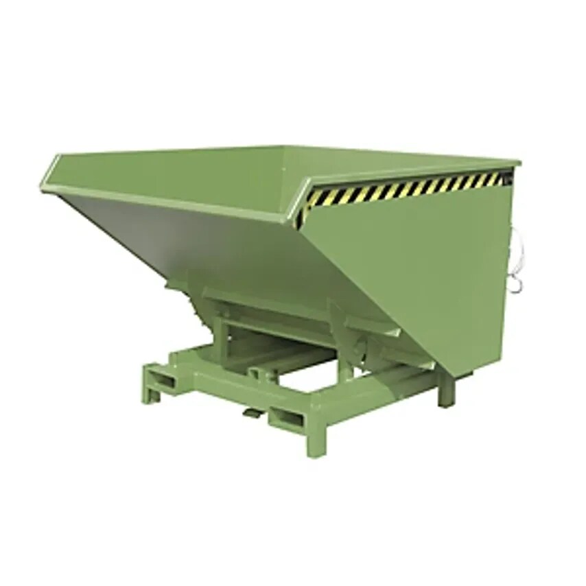 EUROKRAFTpro Heavy Duty Tilting Skip, Capacity 2.1 m, Max. Load 4000 Kg, Green R