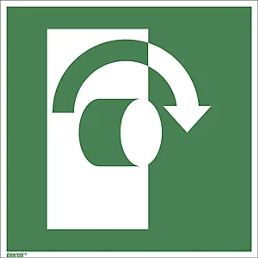 MARAHRENS Emergency Sign, Turn Clockwise To Open, Pack Of 10, Plastic, 200 X 200