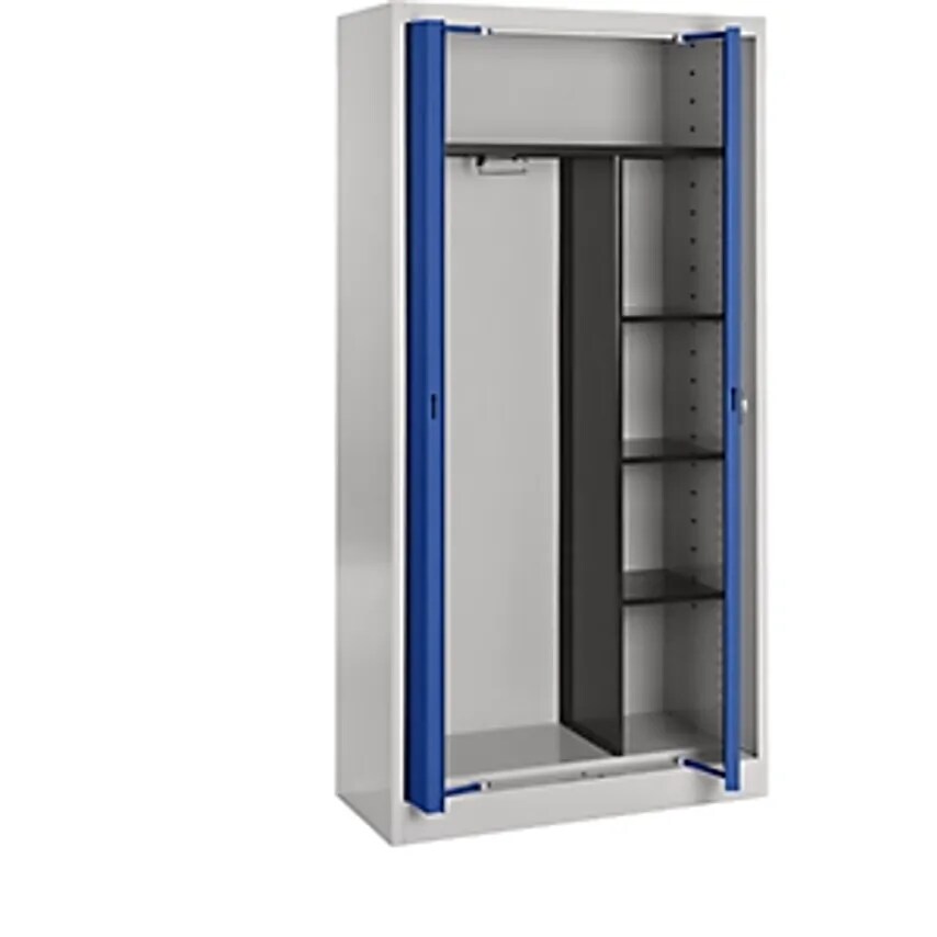 MAUSER Steel Cupboard With Flush Doors - Wardrobe - Light Grey/Ultramarine Blue