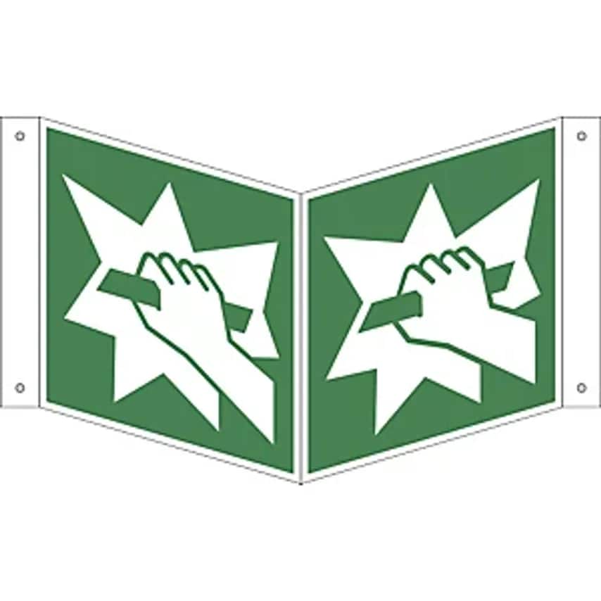 MARAHRENS Emergency Sign, Break To Obtain Access, Pack Of 10, Aluminium, V Shape