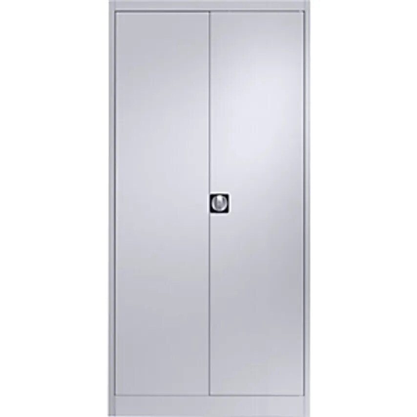 MAUSER Steel Cabinet With Double Doors, 4 Shelves, 600mm Deep, White Aluminium
