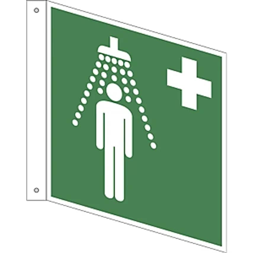 MARAHRENS Emergency Sign, Safety Shower, Pack Of 10, Aluminium, L Shaped Sign, 2