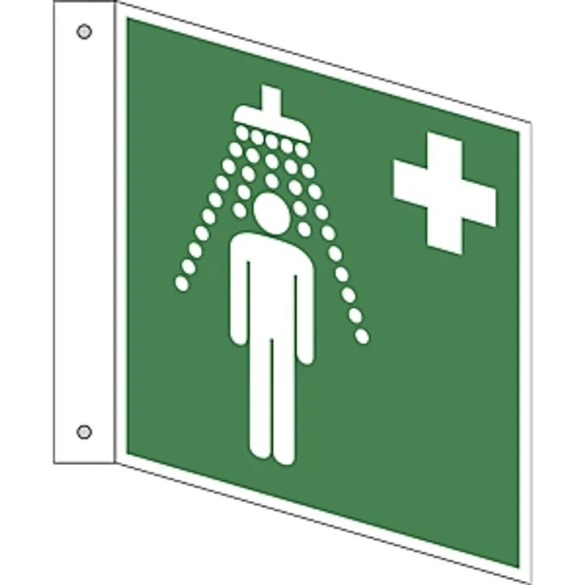MARAHRENS Emergency Sign, Safety Shower, Pack Of 10, Plastic, L Shaped Sign, 150