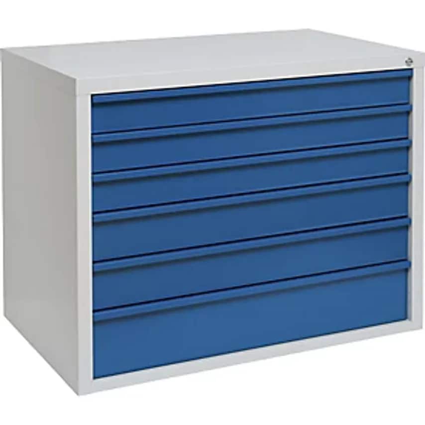 MBA-SYSTEM SP. Z.O.O. Drawer Cupboard, 6 Drawers, Width 1050mm, Blue Front