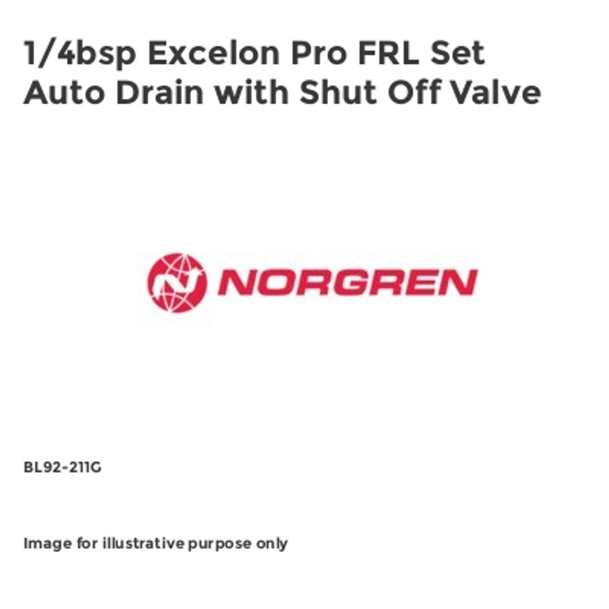 Excelon Pro FRL Set Auto Drain With Shut Off Valve