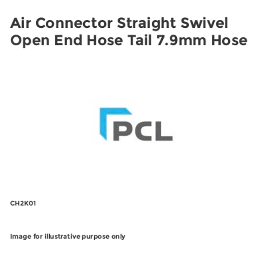 PCL Air Connector Straight Swivel Open End Hose Tail 7.9mm Hose CH2K01