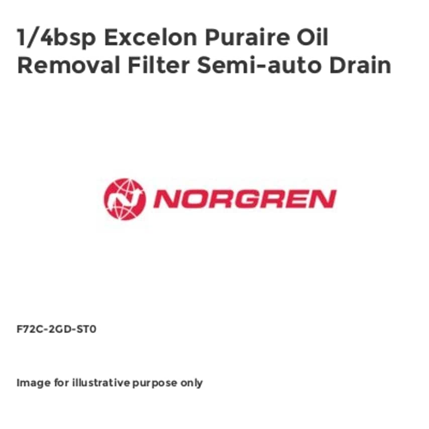 Norgren 1/4bsp Excelon Puraire Oil Removal Filter Semi-auto Drain