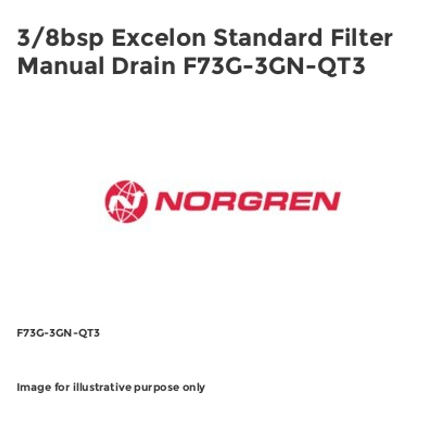 Norgren 3/8bsp Excelon Standard Filter Manual Drain F73G-3GN-QT3