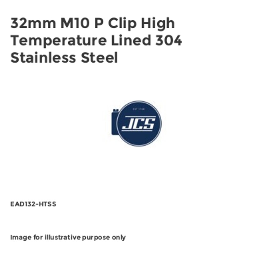 JCS 32mm M10 P Clip High Temperature Lined 304 Stainless Steel