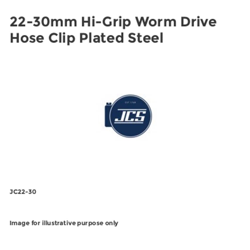 JCS 22-30mm Hi-Grip Worm Drive Hose Clip Plated Steel JC22-30- you get 5