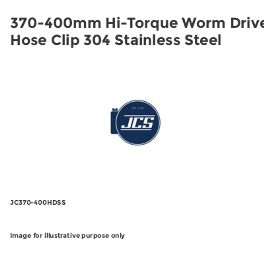 JCS 370-400mm Hi-Torque Worm Drive Hose Clip 304 Stainless Steel