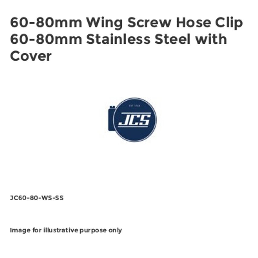 JCS 60-80mm Wing Screw Hose Clip 60-80mm Stainless Steel with Cover