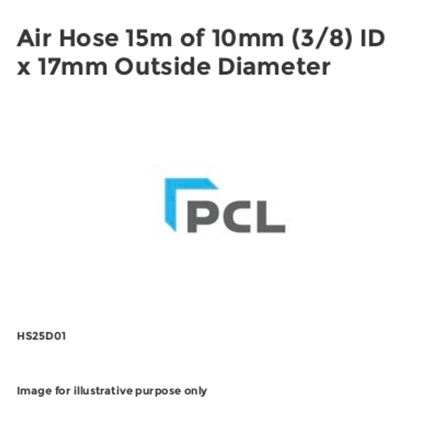 PCL Air Hose 15m of 10mm (3/8) ID x 17mm Outside Diameter HS25D01