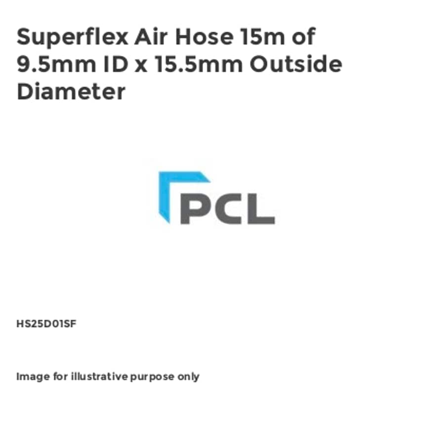 PCL Superflex Air Hose 15m of 9.5mm ID x 15.5mm Outside Diameter HS25D01SF