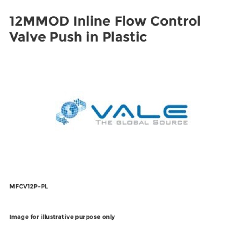 Inline Flow Control Valve Push in Plastic