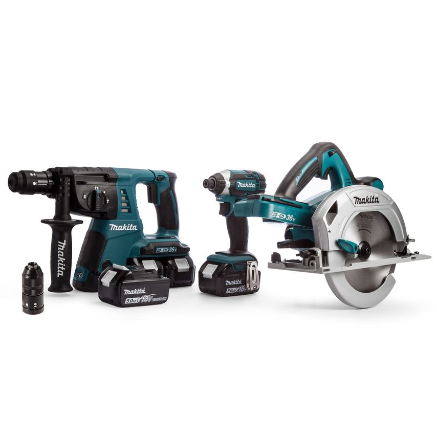 Makita Makita DLX3049PTJ 18/36V 3 Piece Cordless Kit (4 x 5.0Ah Batteries