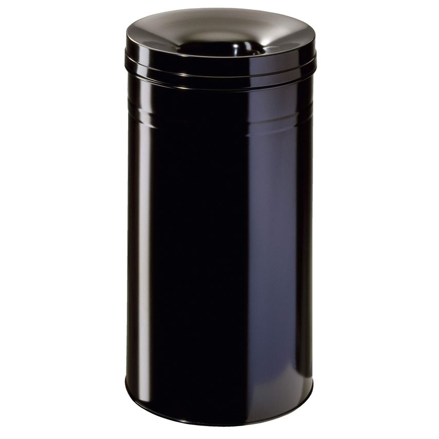 Durable Fire Extinguishing Metal Waste Bin, Tuv Certified, 60L, Black - 332701