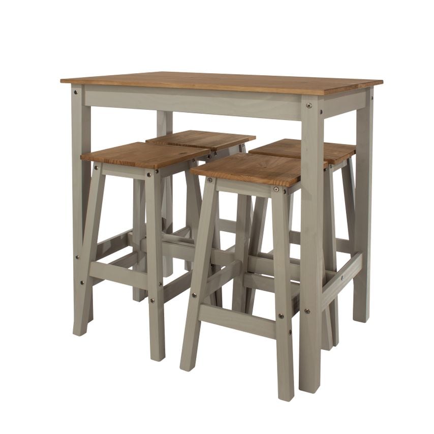 Corona Linea Breakfast Table & 4 High Stool Set