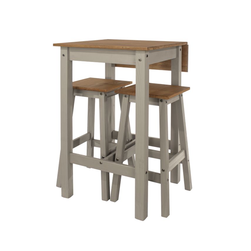 Corona Linea Drop Leaf Breakfast Table & 2 High Stools Set
