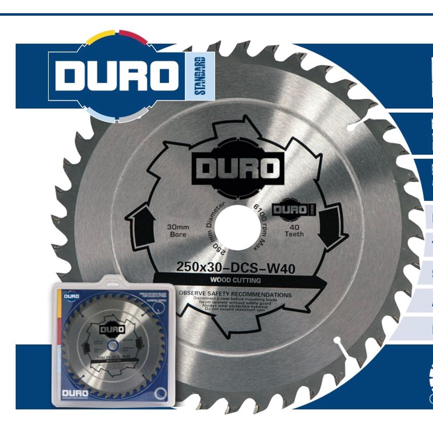 DURO 190 x 30mm TCT Saw Blade - Wood - 24 Teeth (16/20/25 Rb)