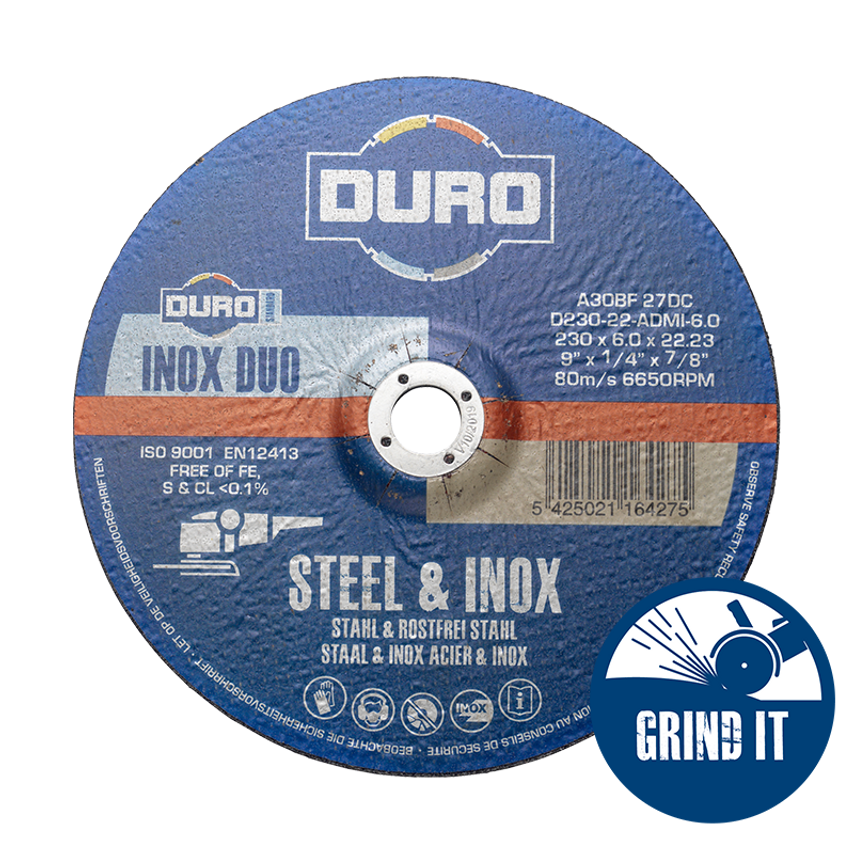 DURO 115 x 6.0 x 22.2mm A30BF Steel/Inox D.C- you get 10