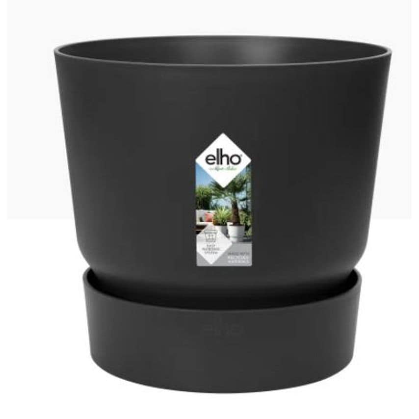 Elho Greenville Round Pot & Base Living Black 20cm - Pack (5)