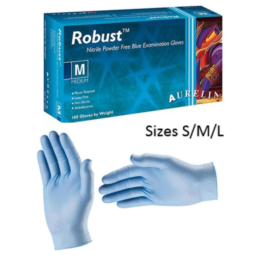 Robust Micro-textured Blue Powder Free Small Nitrile Gloves 100 - Pack (10)