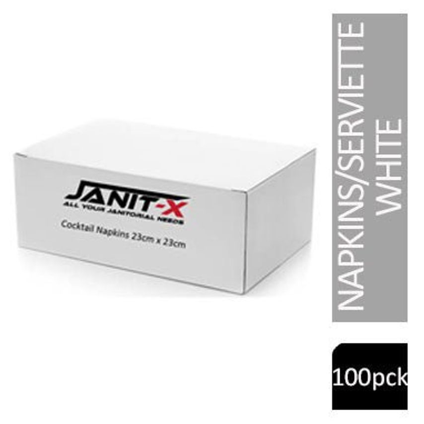 Janit-X Paper Cocktail Napkins White 2 Ply 24cm x 24cm 100 - Pack (20)