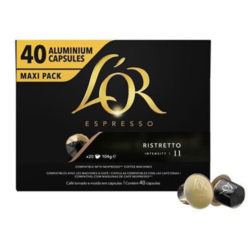 L'Or Ristretto 40 Pack (Nespresso Compatible Pods) - Pack (5)