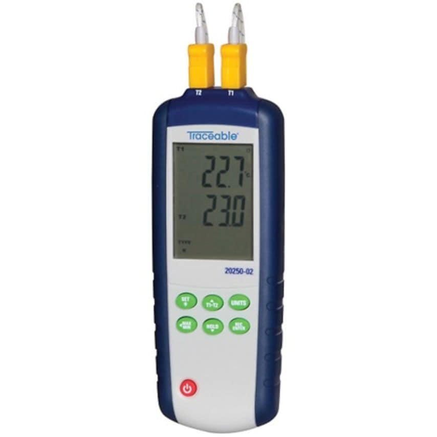 2-Input Data Logging Thermocouple Probe Thermometer Type K/J