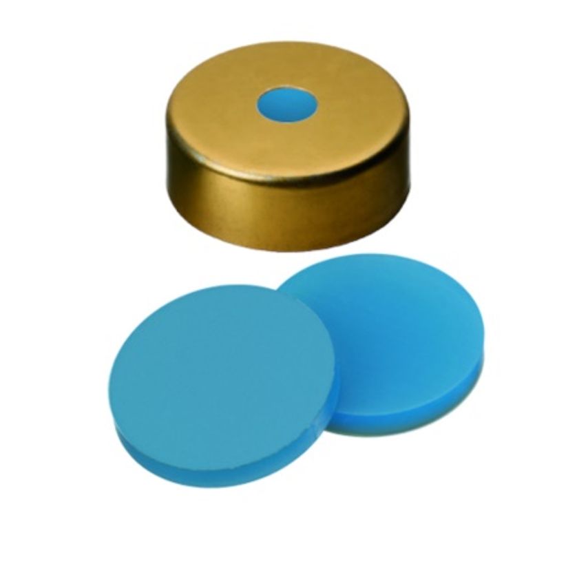 Magnetic Gold Crimp Headspace Cap (20mm) (Steel Blue Transparent Silicone/Clear PTFE Septa 3.0mm Thickness) Level 1 Everyday Anals