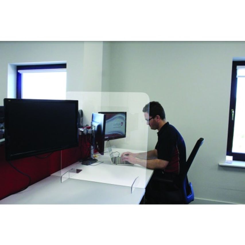 Clear Perspex Sneeze Screen 1400 x 600mm w/Feet - Pack of 2