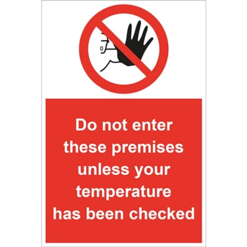 COVID-19 Do Not Enter Temp Check HS Sign Vinyl 400 x 600mm