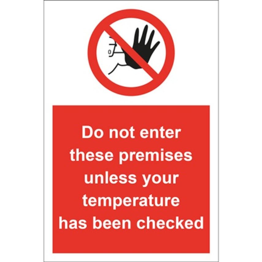 COVID-19 Do Not Enter Temp Check HS Sign Rigid 300 x 400mm