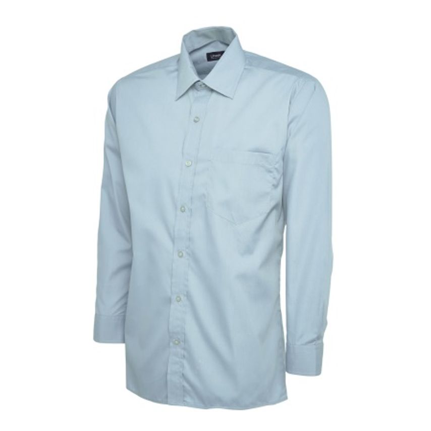 WORK IN STYLE Men's Light Blue Long Sleeve Poplin Shirt 65% Polyester 35% Cotton