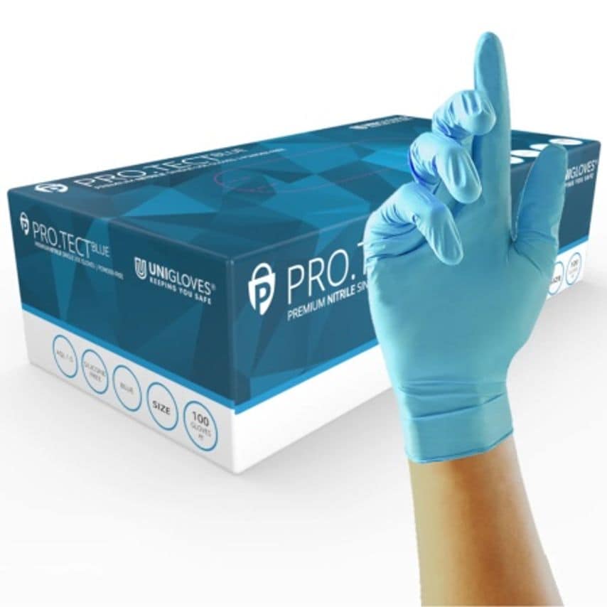 Shop UNIGLOVES Blue ProTect Nitrile Disposable Gloves Size Xsmall Case
