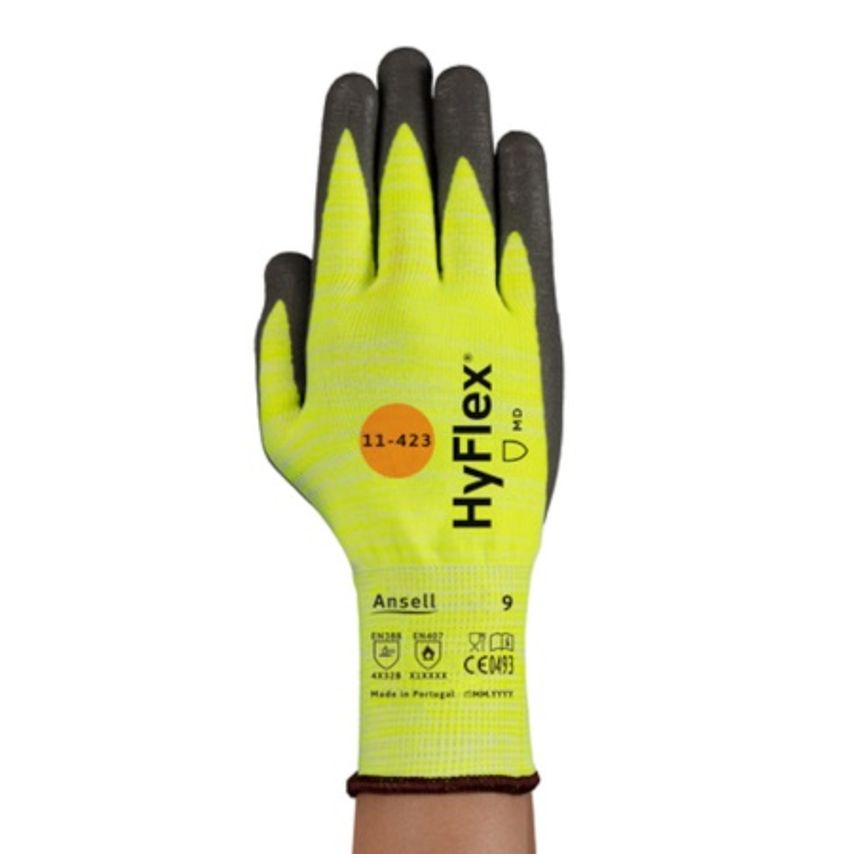 Ansell HyFlex 11-423 Indicator Safety Gloves Size 7 S Yellow
