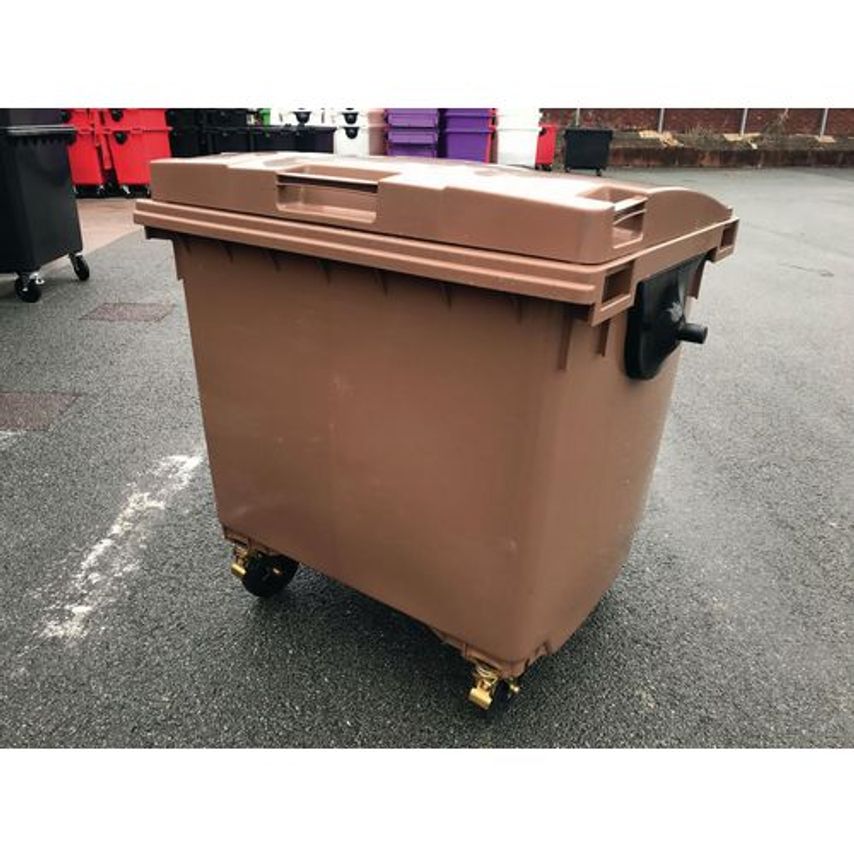 Slingsby 4 Wheelie Bin With Optional Lockable Lid - 1100L - Brown