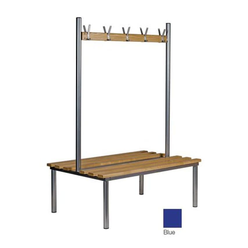 Slingsby Club Duo Cloakroom Bench Blue 1500MM Wide x 800 Deep With 14 Hooks