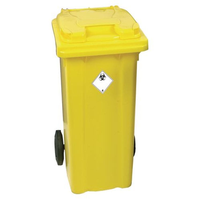 Slingsby Lockable Clinical Waste Wheelie Bin 240 Litre 2 Wheeled Yellow
