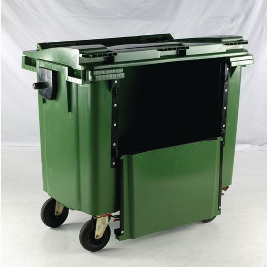 Slingsby 4 Wheelie Bin With Drop Down Front - 1100L - Green