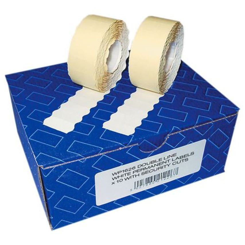Slingsby White Double Line Removable Labels (Box of 10 Rolls of 1500 Labels)