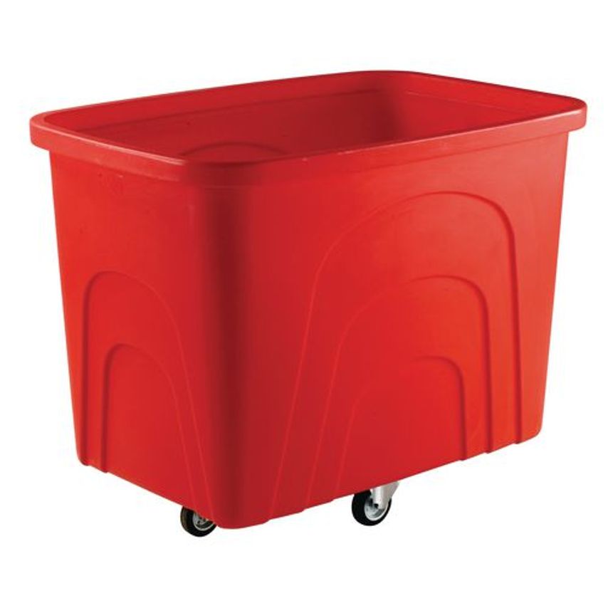 Slingsby Robust Rim Tapered Plastic Container Trucks, Red Castors In Diamond Pat