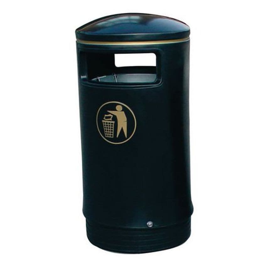 Slingsby Outdoor Hooded Top Victorian Style Bin With Stainless Steel Stubber Pla