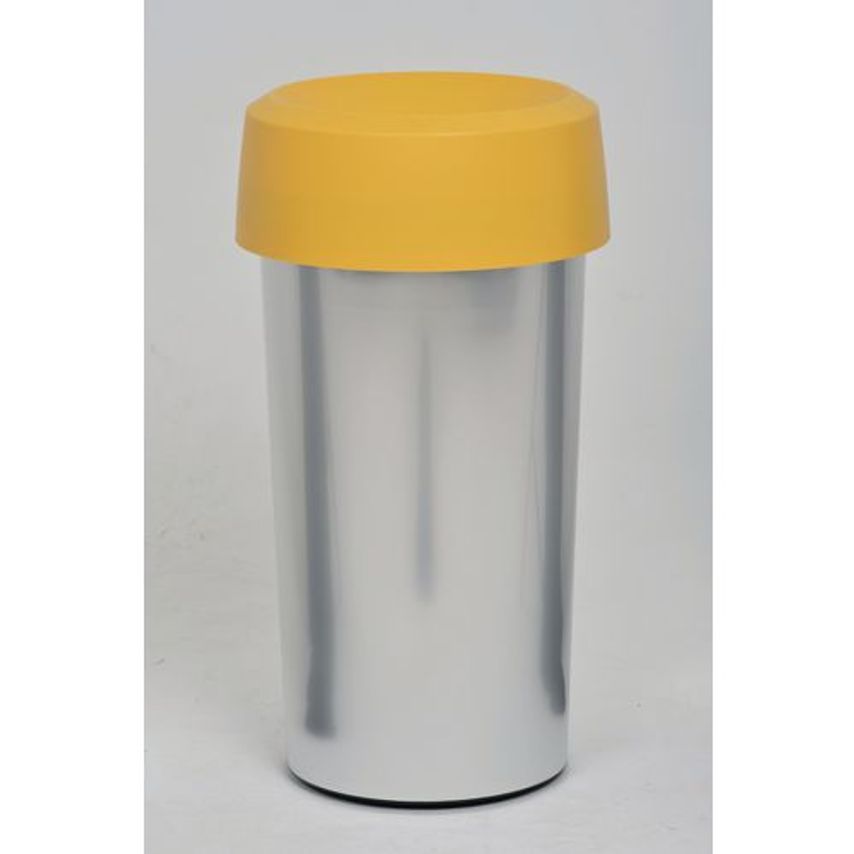 Slingsby 50 Litre Metal Look With Yellow Lid Recycling Bin