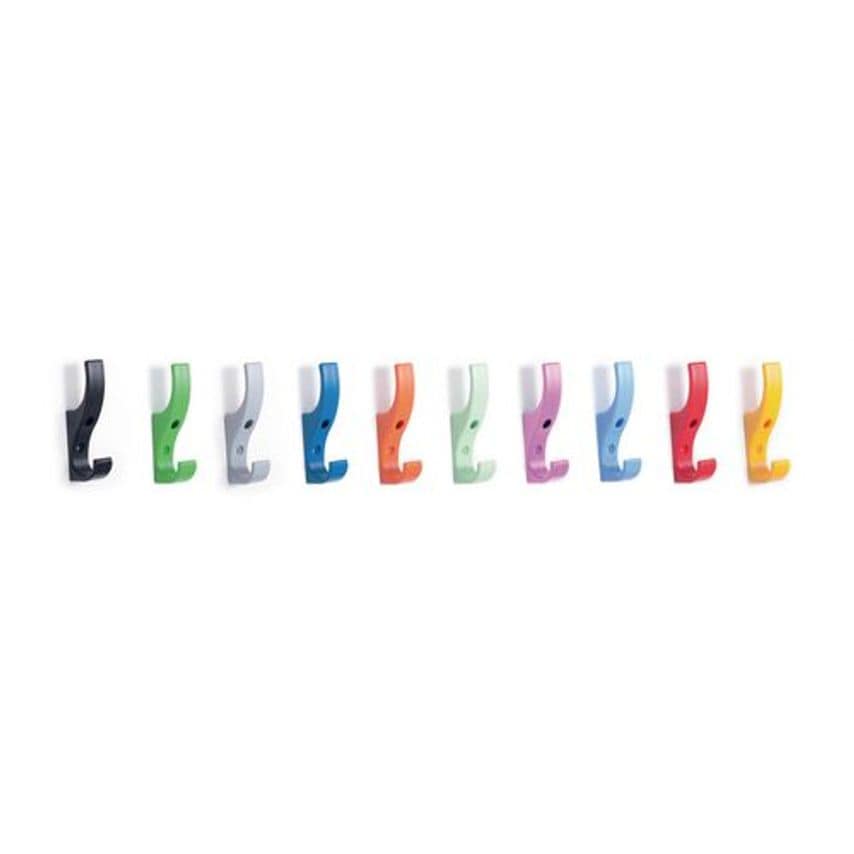 Slingsby Nylon Hat & Coat Hooks. Pack of 10. Navy Blue/Red/Fern Green/Yellow/Ora