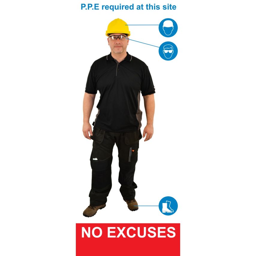 Fabufacture Life Size PPE Sign - Normal Clothes Boots + Glasses + Head - Correx