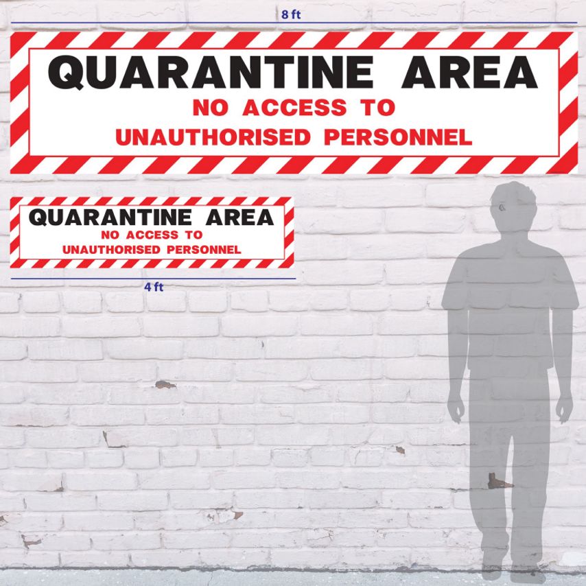 Fabufacture Quarantine Area Sign - 8ft x 2ft PVC Banner (with Hem and Eyelets) -