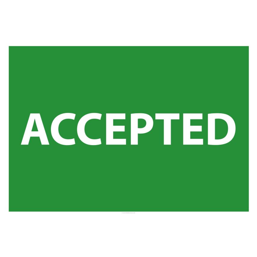 Fabufacture Quality Control Sign - Accepted Wall Sign - (Size A1 - 594 x 841 mm)